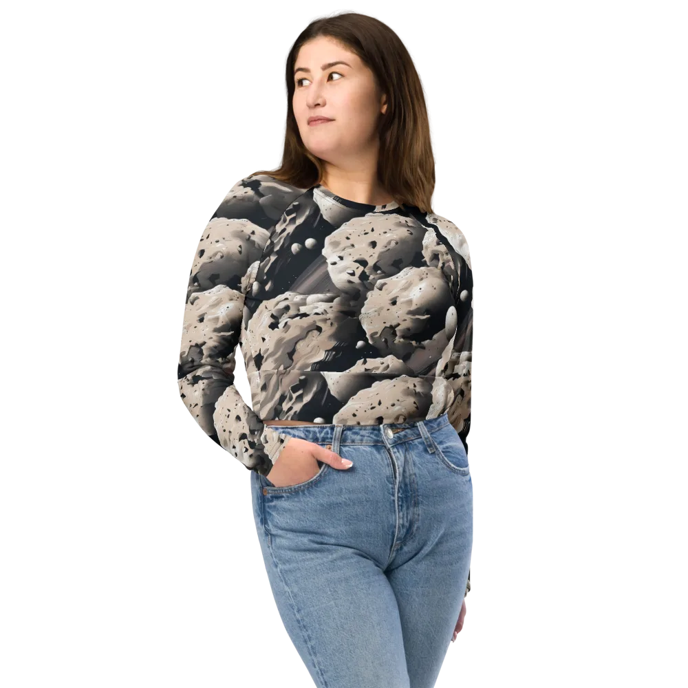 Moonfall Terrain on Long Sleeve Crop Top — Front