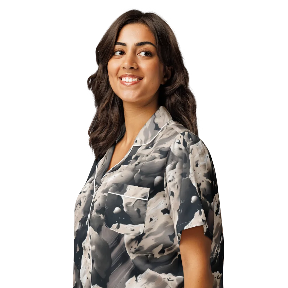 Moonfall Terrain on Women's Short Sleeve Pajama Top — Left Front