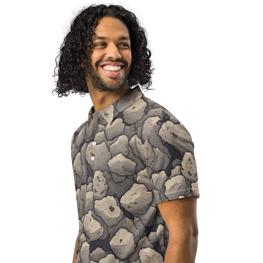 Moonstone Field on Men's Slim Fit Polo Shirt — Left Front