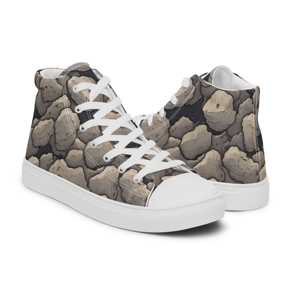Moonstone Field on Men's High Top Canvas Shoes — Right