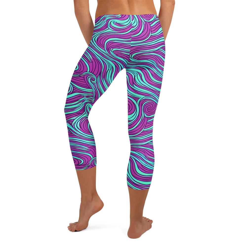 Neon Tidal on Capri Leggings — Back