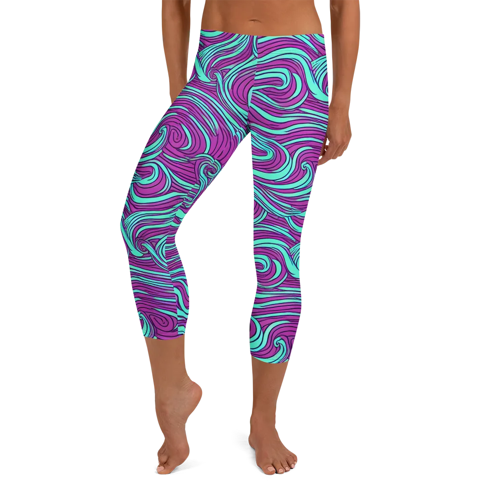 Neon Tidal on Capri Leggings — Front