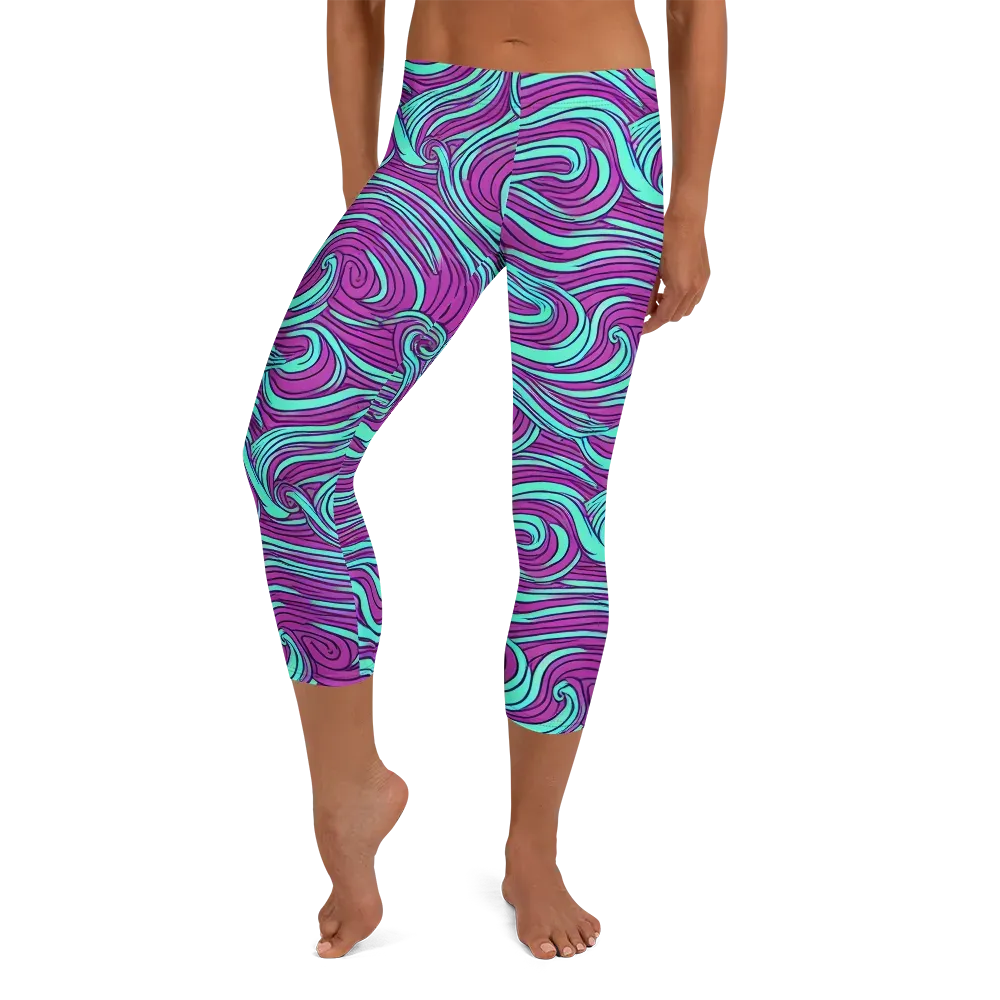 Neon Tidal on Capri Leggings — Front