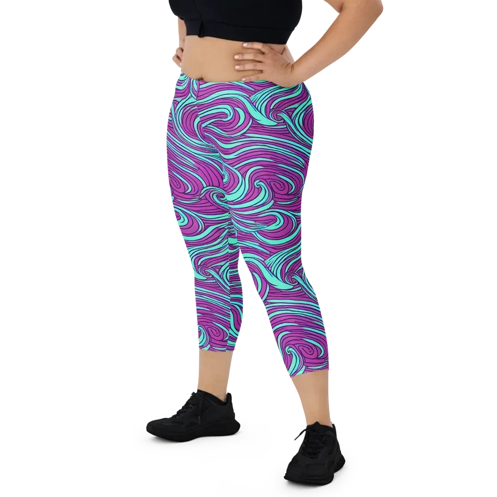 Neon Tidal on Capri Leggings — Front