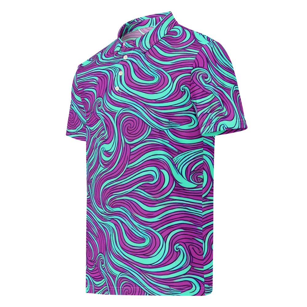 Neon Tidal on Men's Slim Fit Polo Shirt — Left Front