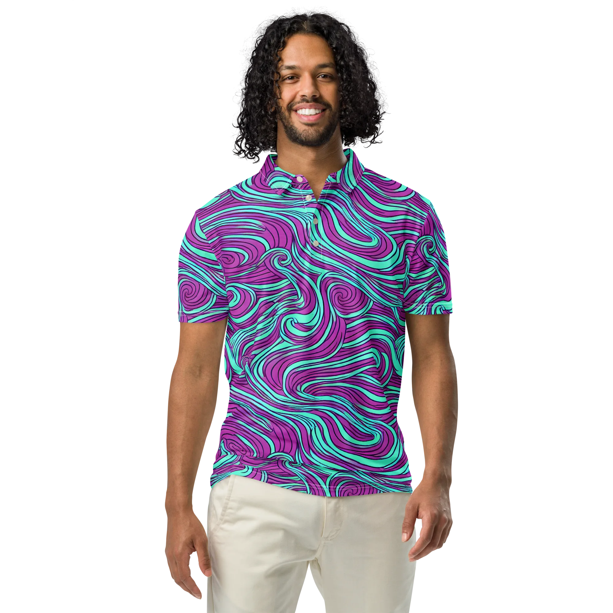 Neon Tidal on Men's Slim Fit Polo Shirt — Front