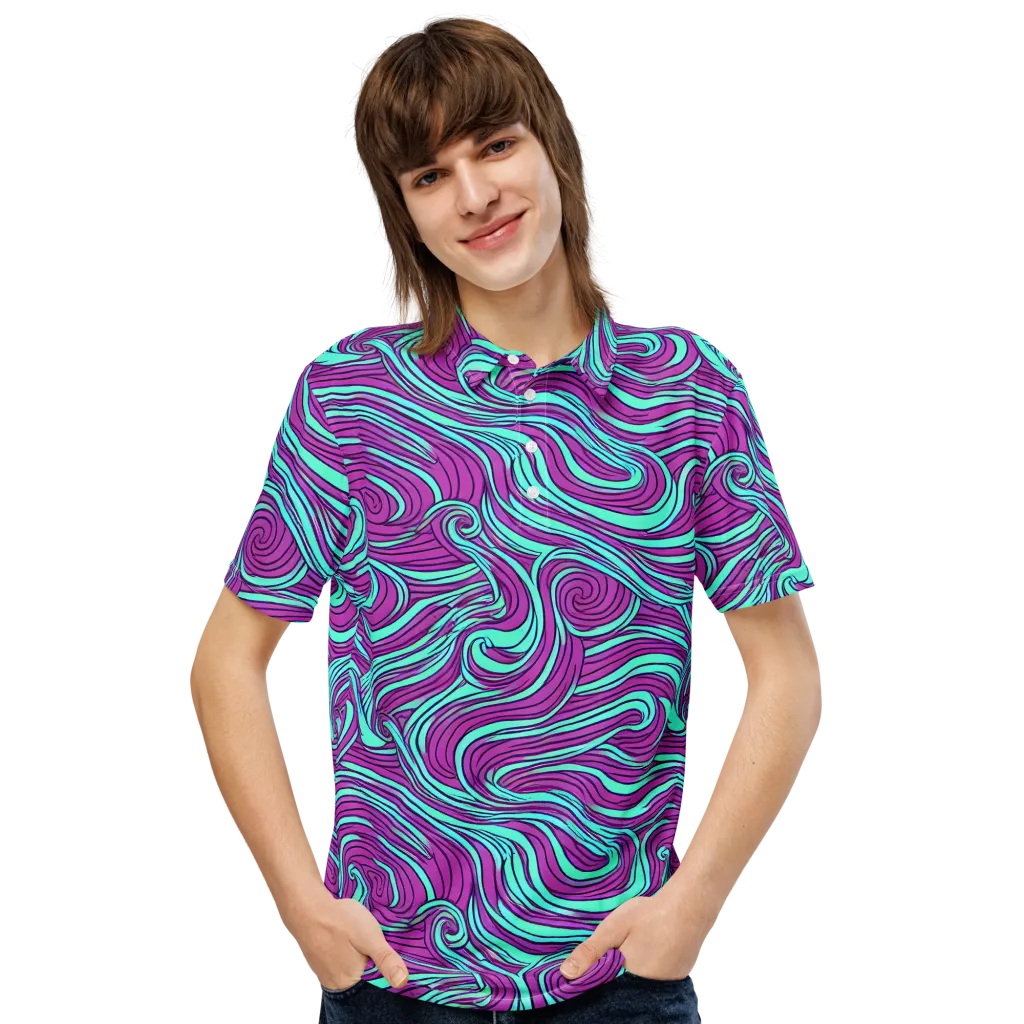 Neon Tidal on Men's Slim Fit Polo Shirt — Front