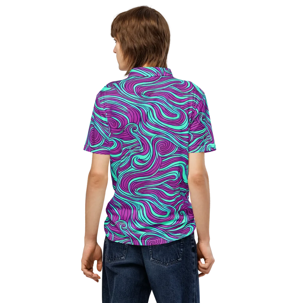 Neon Tidal on Men's Slim Fit Polo Shirt — Back