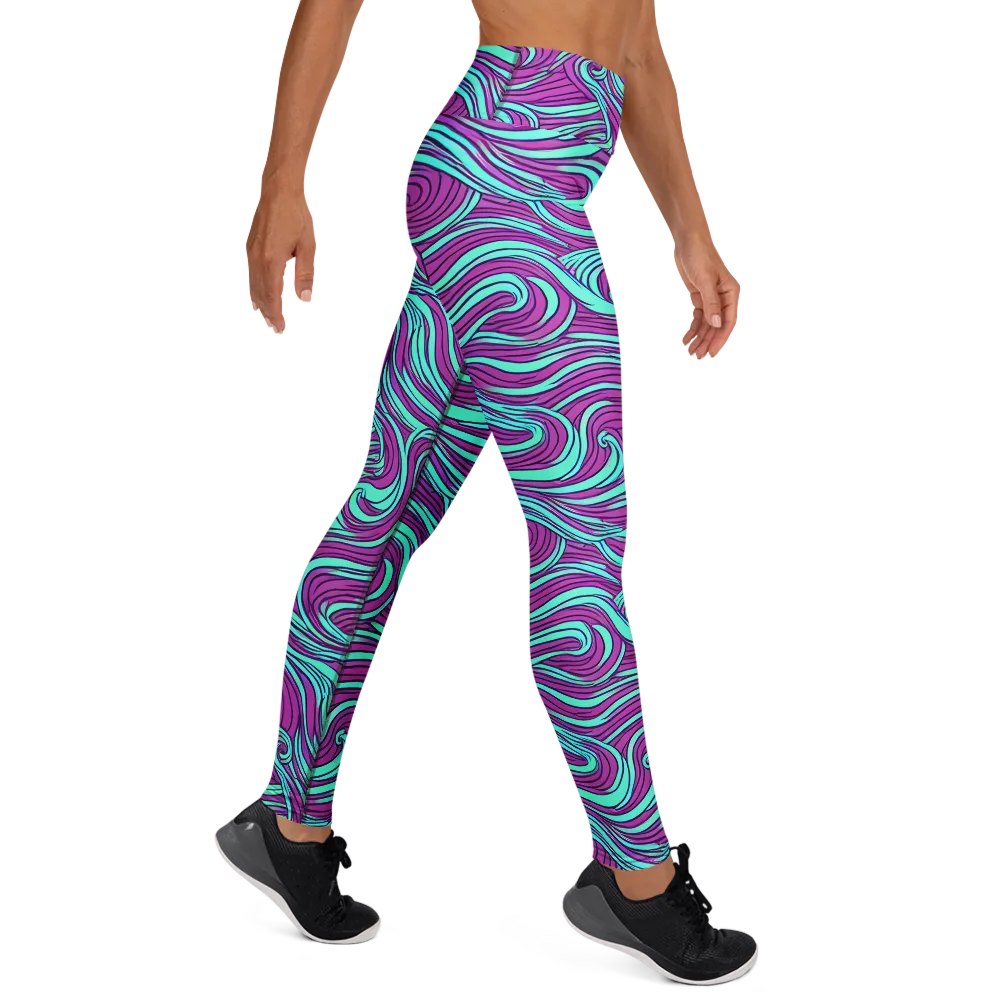 Neon Tidal on Yoga Leggings — Right