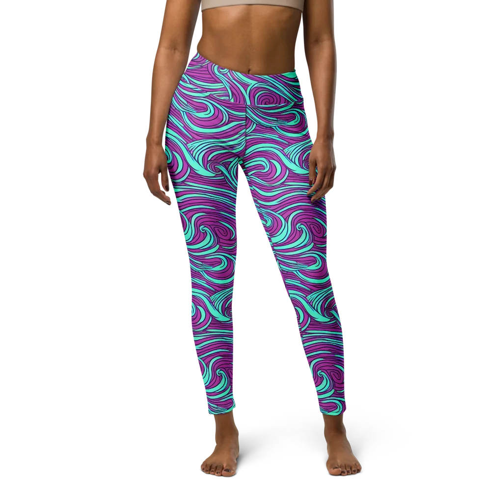 Neon Tidal on Yoga Leggings — Front