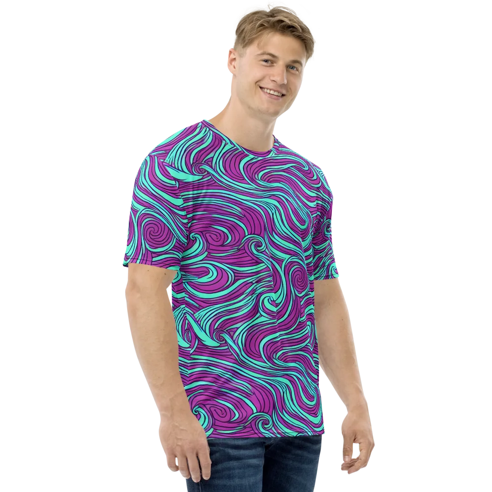 Neon Tidal on Men's Crew Neck T-Shirt — Right