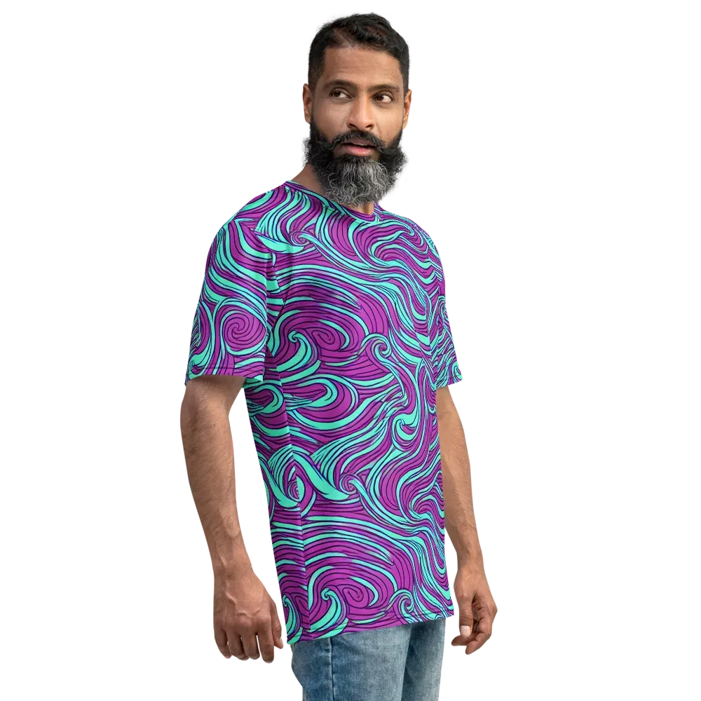 Neon Tidal on Men's Crew Neck T-Shirt — Right