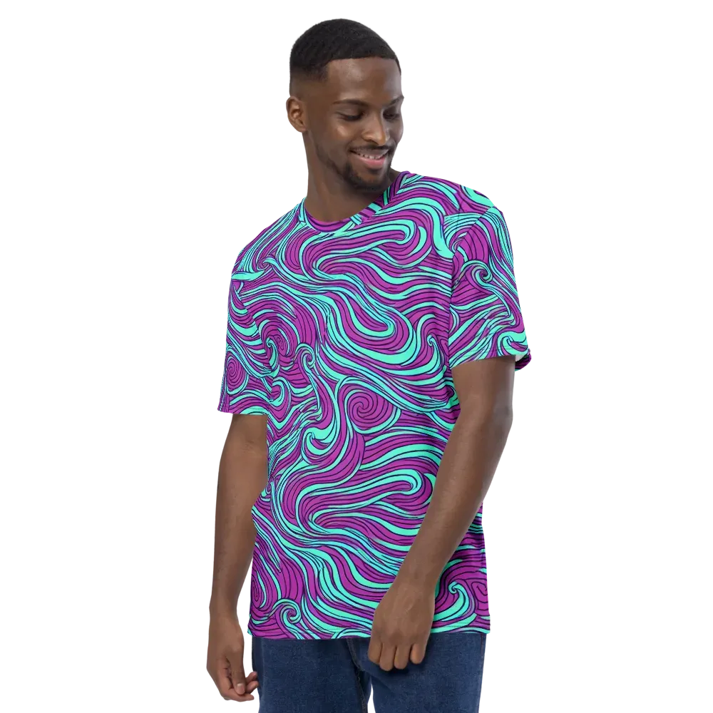 Neon Tidal on Men's Crew Neck T-Shirt — Left