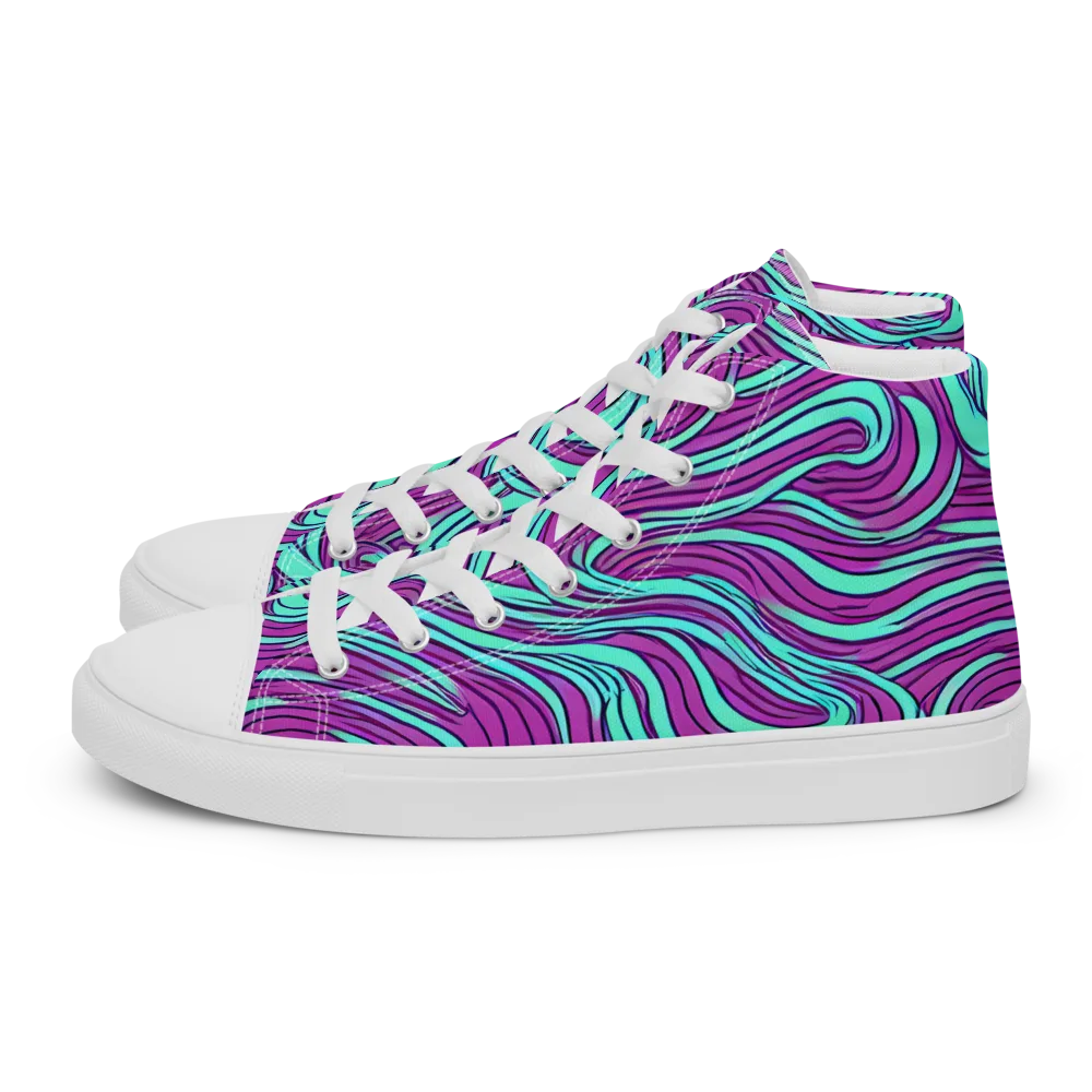 Neon Tidal on Men's High Top Canvas Shoes — Left