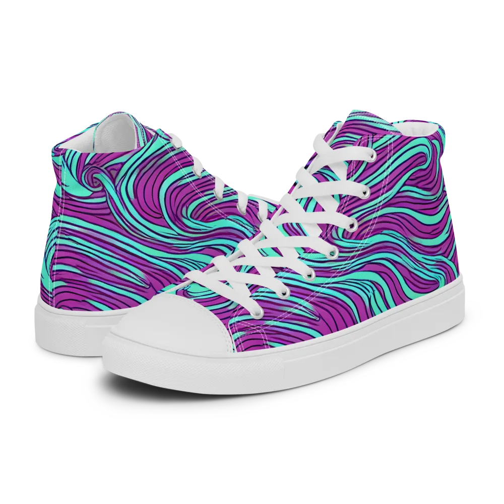 Neon Tidal on Men's High Top Canvas Shoes — Left