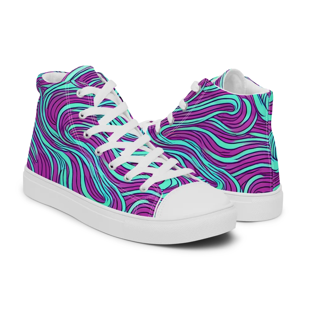 Neon Tidal on Men's High Top Canvas Shoes — Right