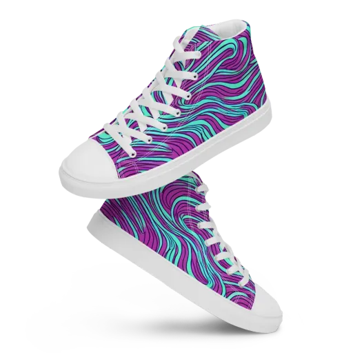 Neon Tidal on a Men's High Top Canvas Shoes