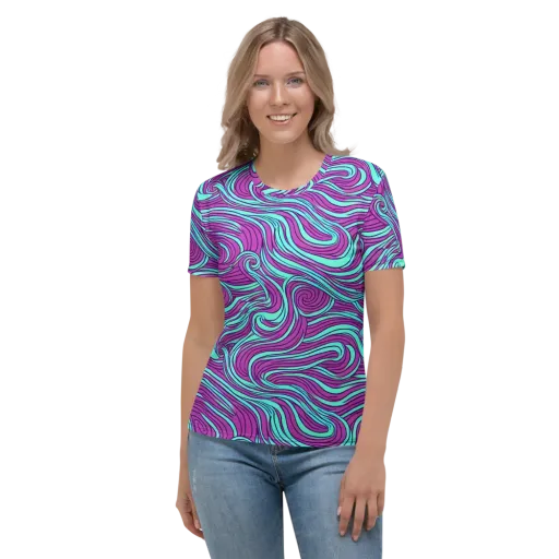 Neon Tidal on a Women's Crew Neck T-Shirt