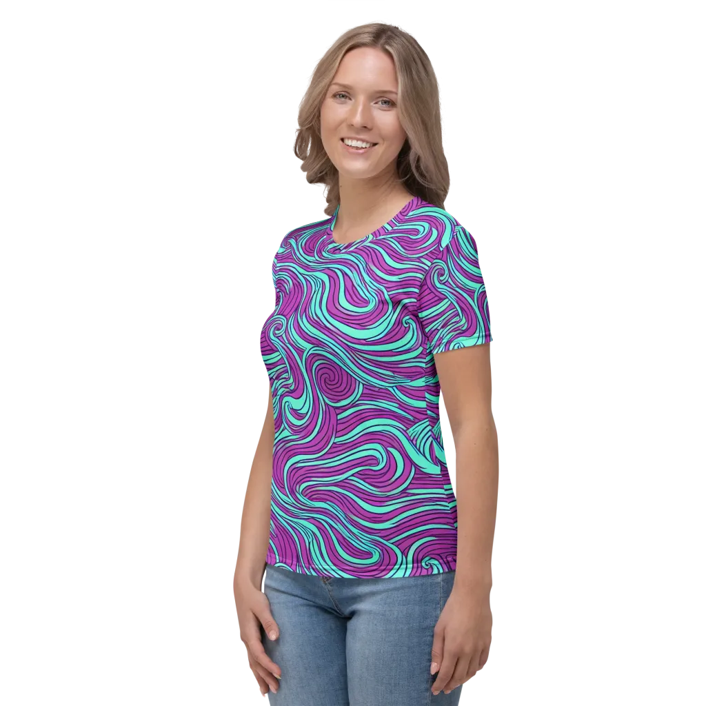 Neon Tidal on Women's Crew Neck T-Shirt — Left