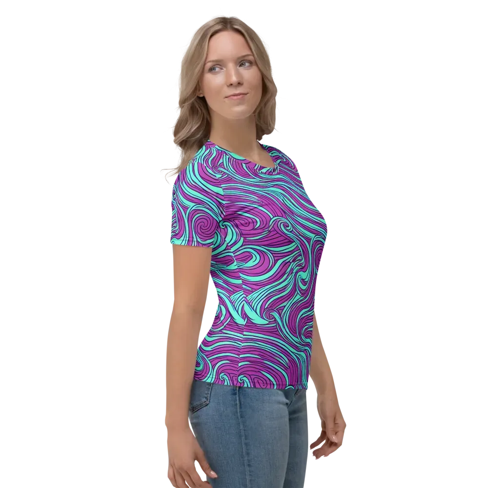 Neon Tidal on Women's Crew Neck T-Shirt — Right