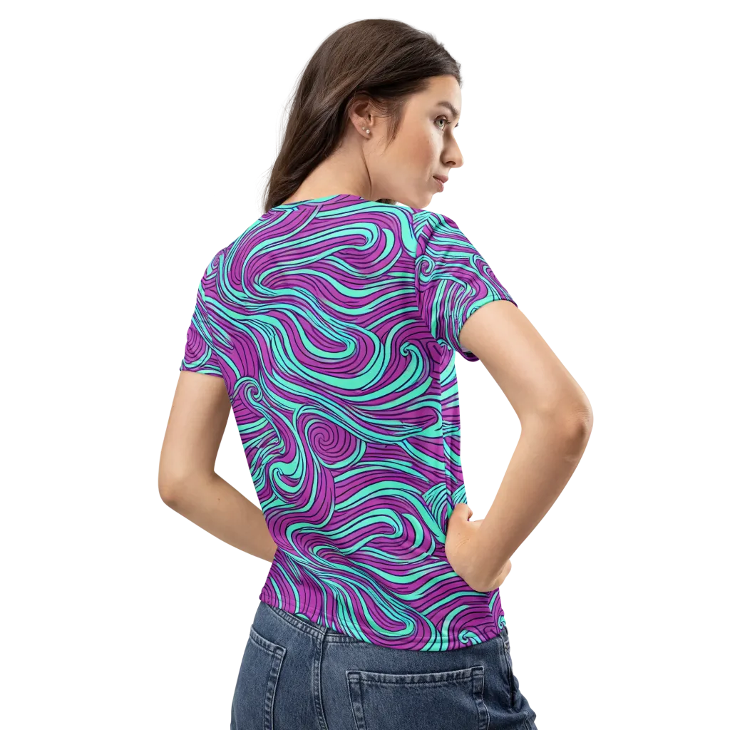 Neon Tidal on Women's Crew Neck T-Shirt — Back