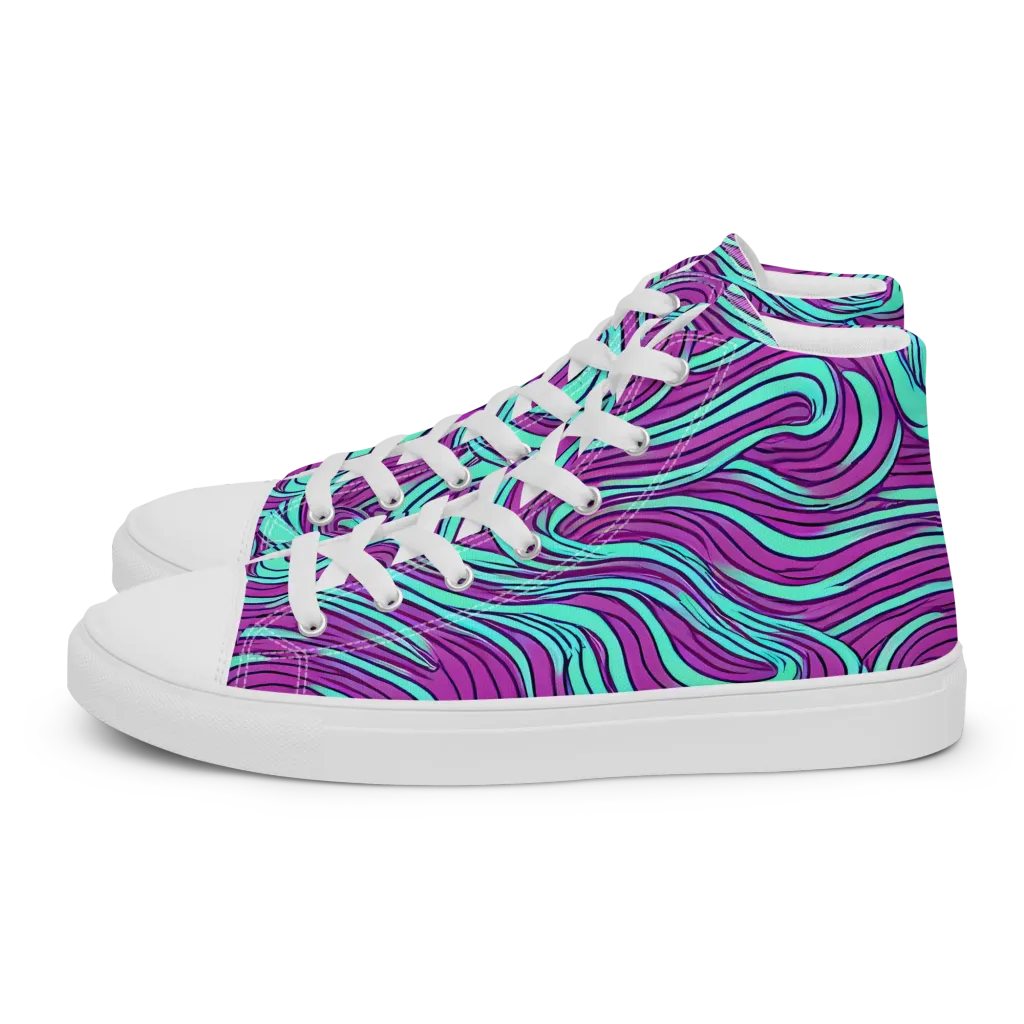 Neon Tidal on Women's High Top Canvas Shoes — Left
