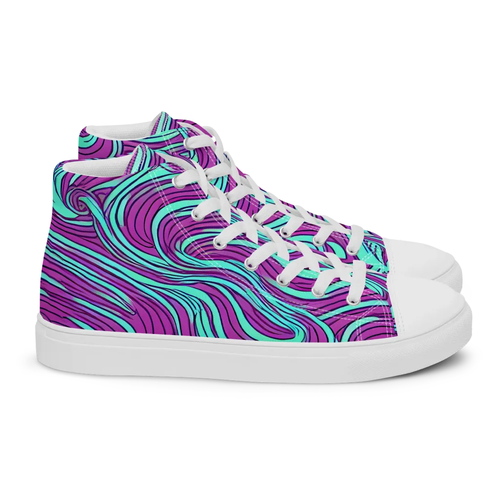 Neon Tidal on Women's High Top Canvas Shoes — Right