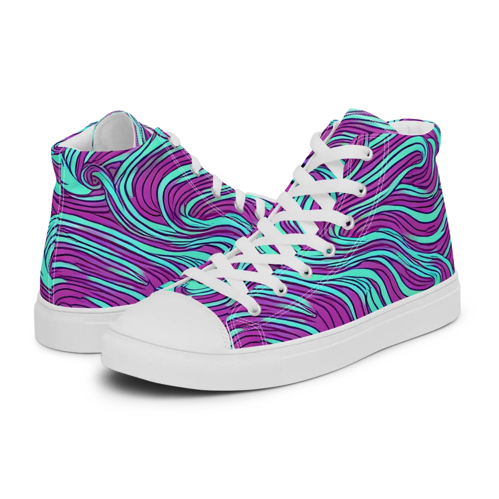 Neon Tidal on Women's High Top Canvas Shoes — Left