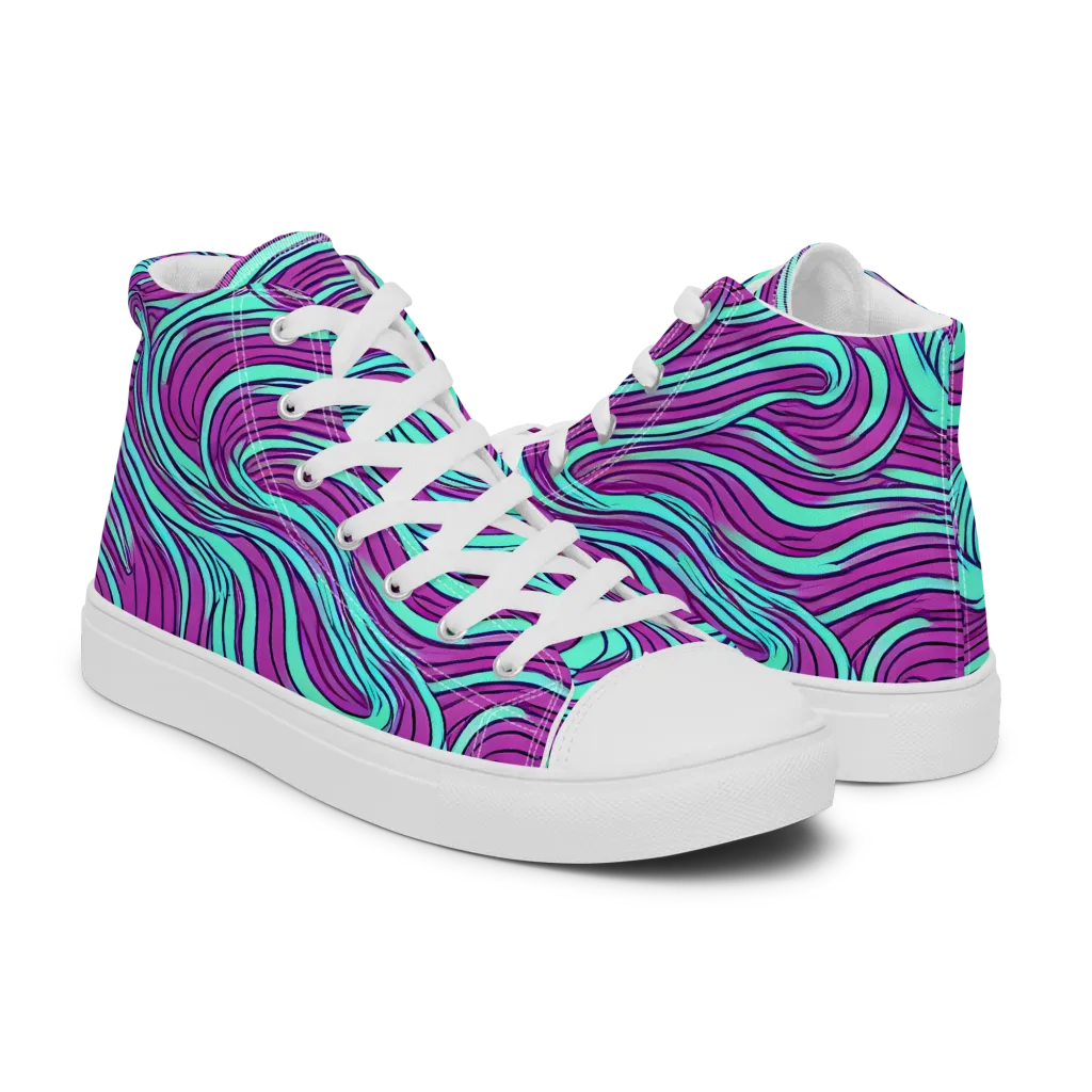 Neon Tidal on Women's High Top Canvas Shoes — Right
