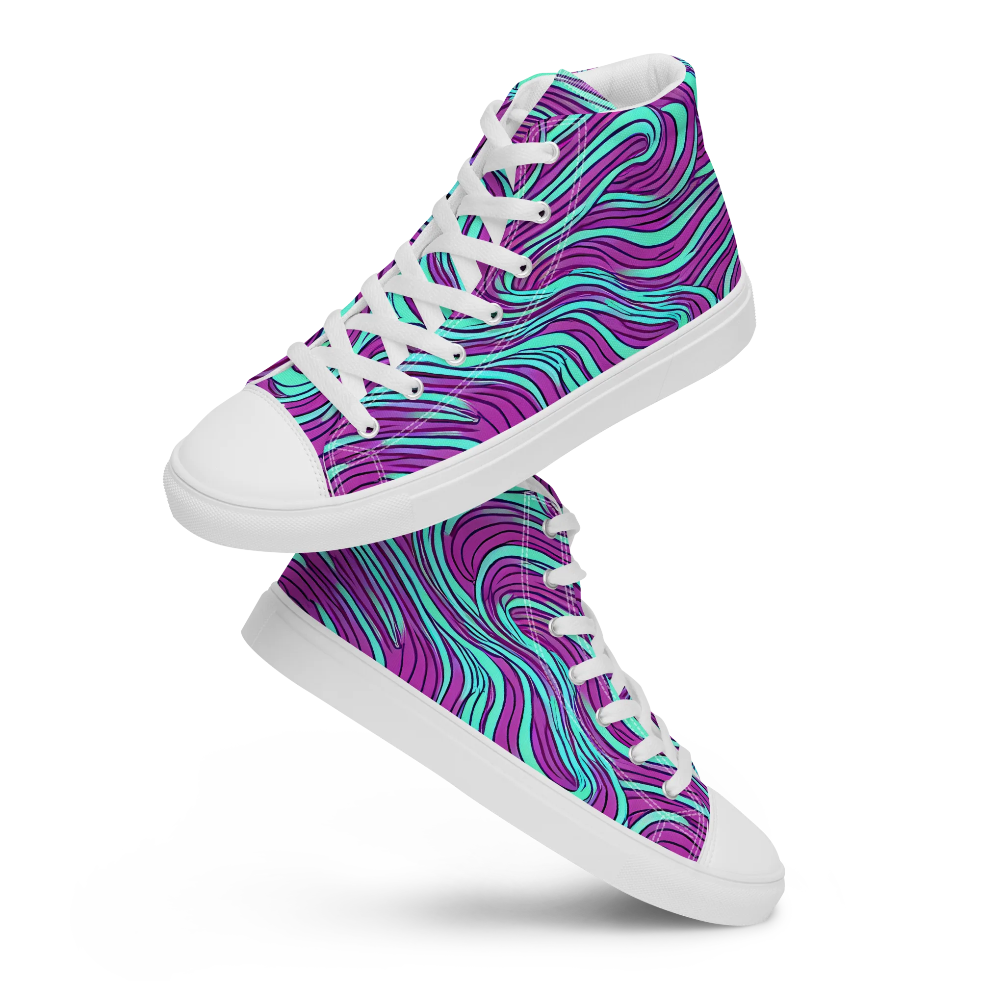 Neon Tidal on Women's High Top Canvas Shoes — Front