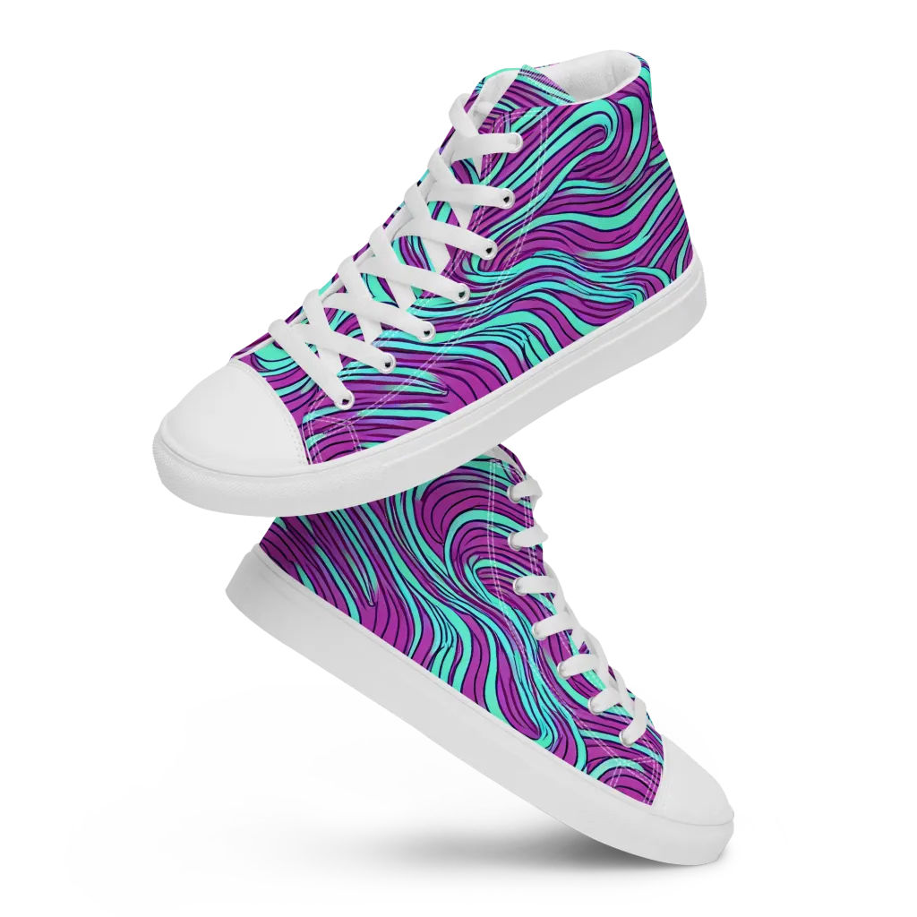 Neon Tidal on Women's High Top Canvas Shoes — Front