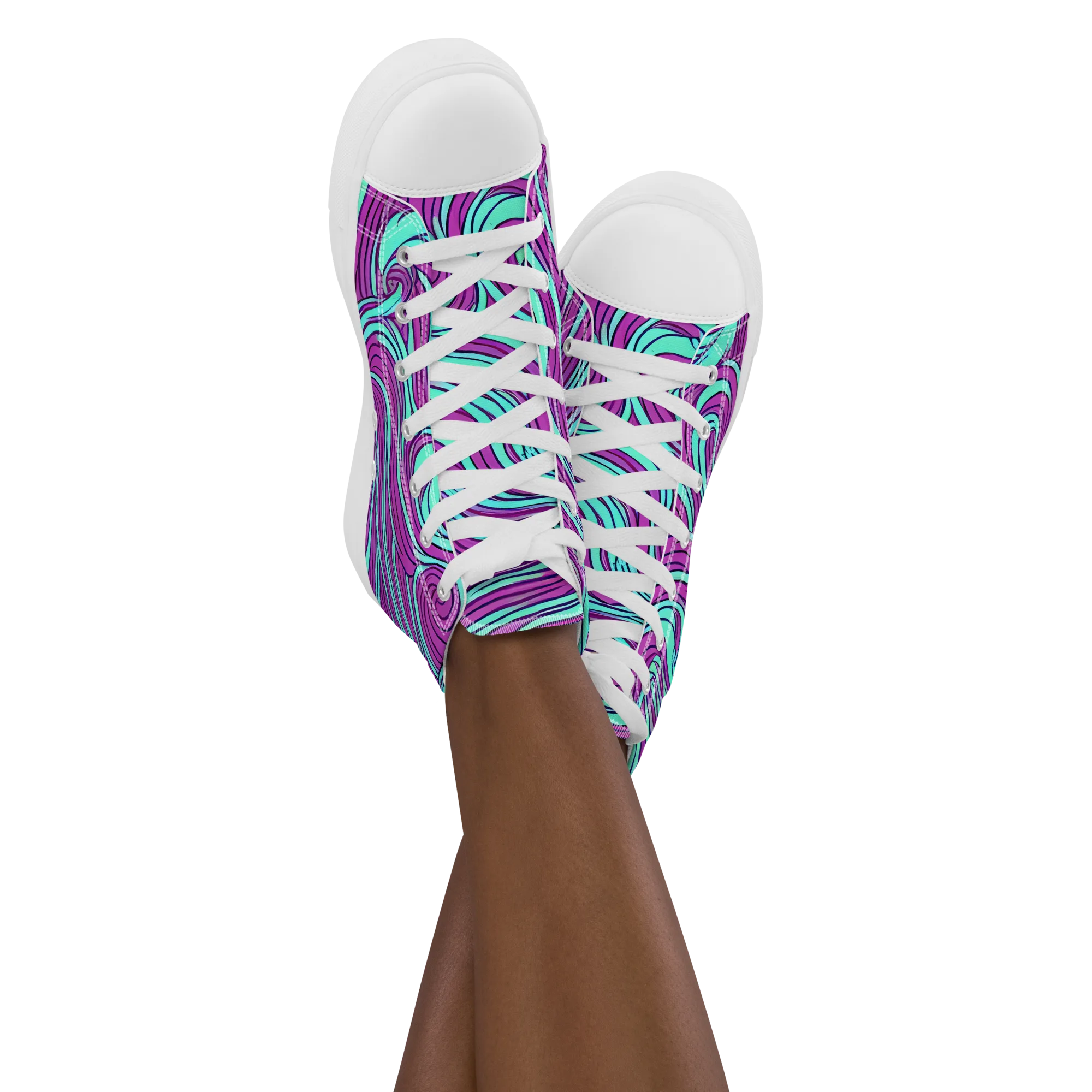 Neon Tidal on Women's High Top Canvas Shoes — Front