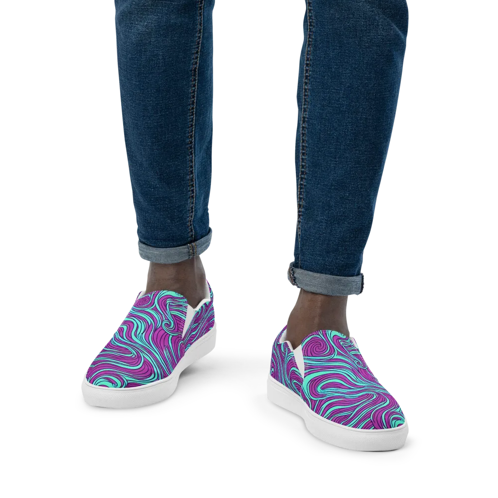 Neon Tidal on Men's Slip-On Canvas Shoes — Front