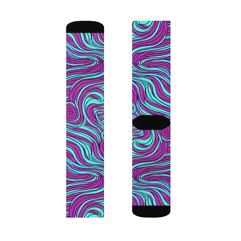Neon Tidal on Socks — Right Sock