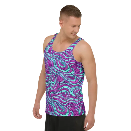 Neon Tidal on a Men's Tank Top