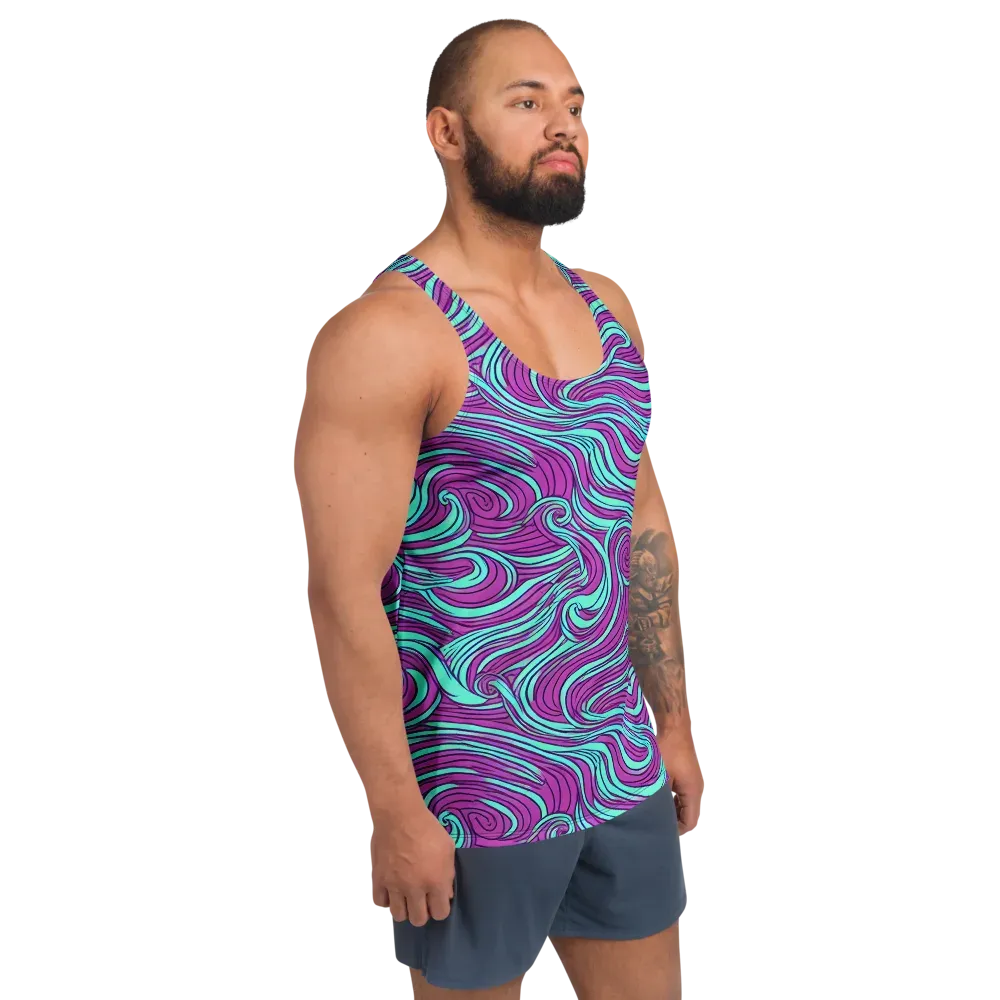 Neon Tidal on Men's Tank Top — Right Front