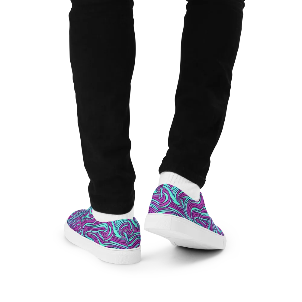 Neon Tidal on Men's Lace-Up Canvas Shoes — Back