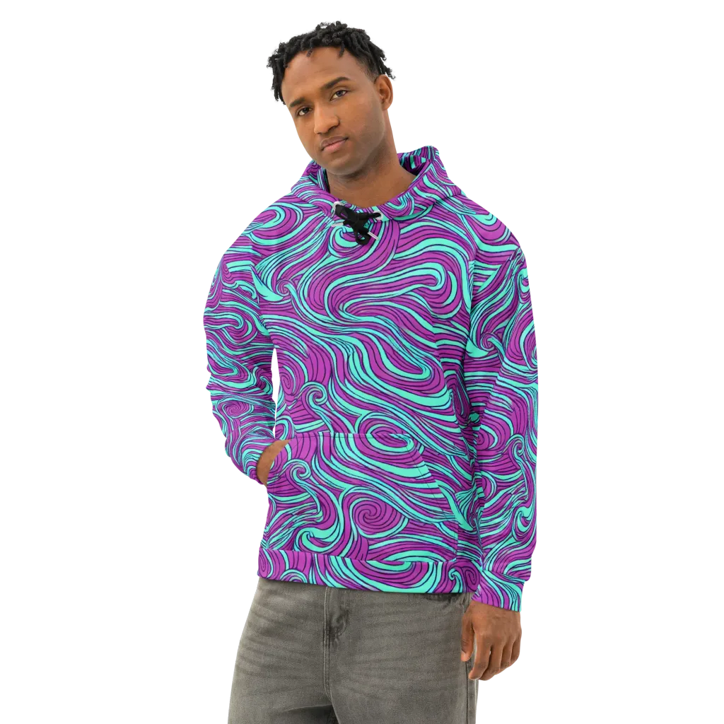 Neon Tidal on Cotton Hoodie — Left Front