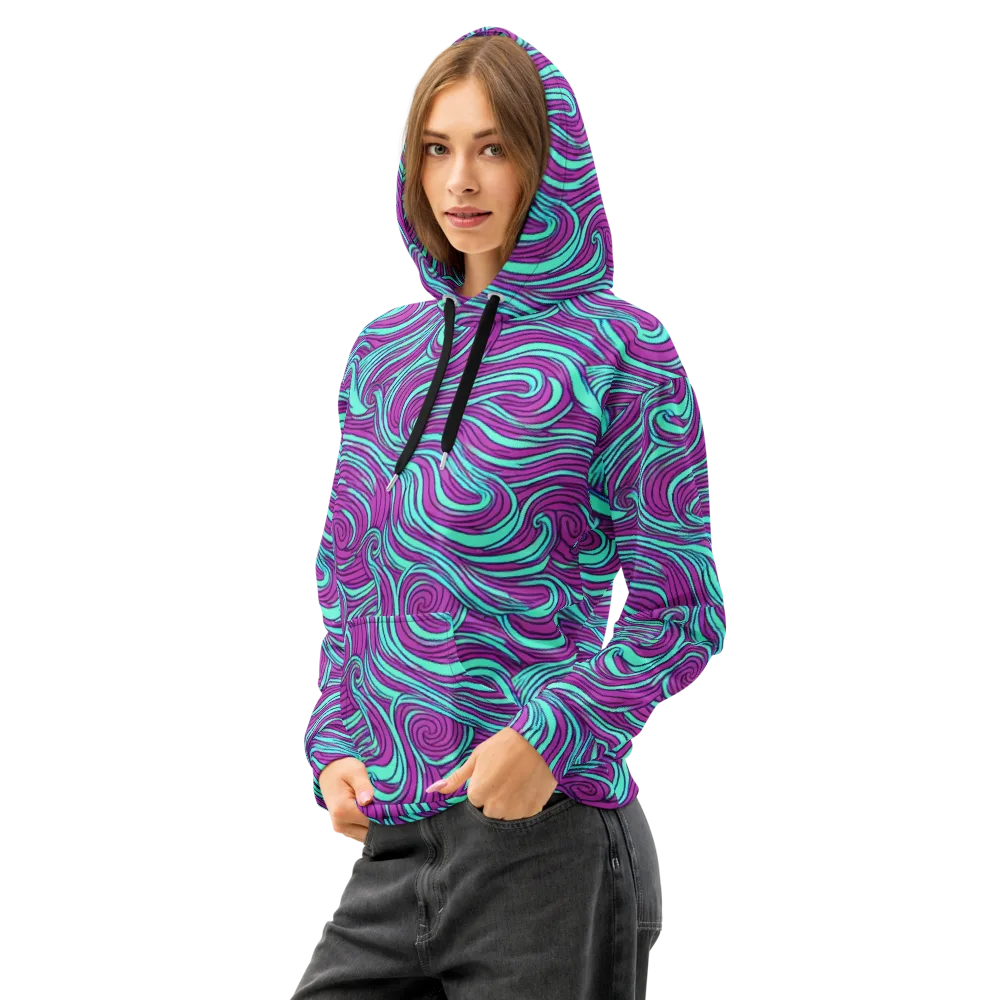 Neon Tidal on Cotton Hoodie — Left Front