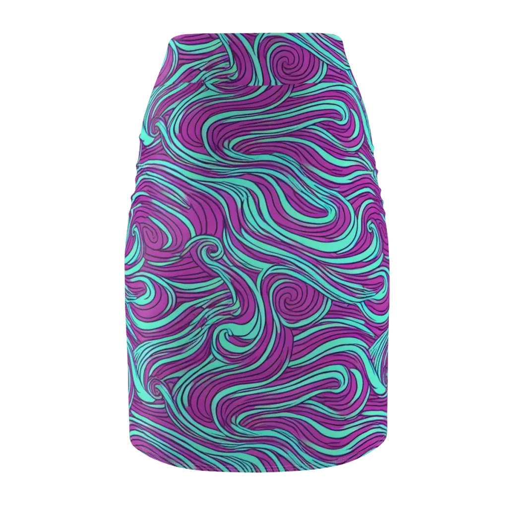 Neon Tidal on Pencil Skirt — Back