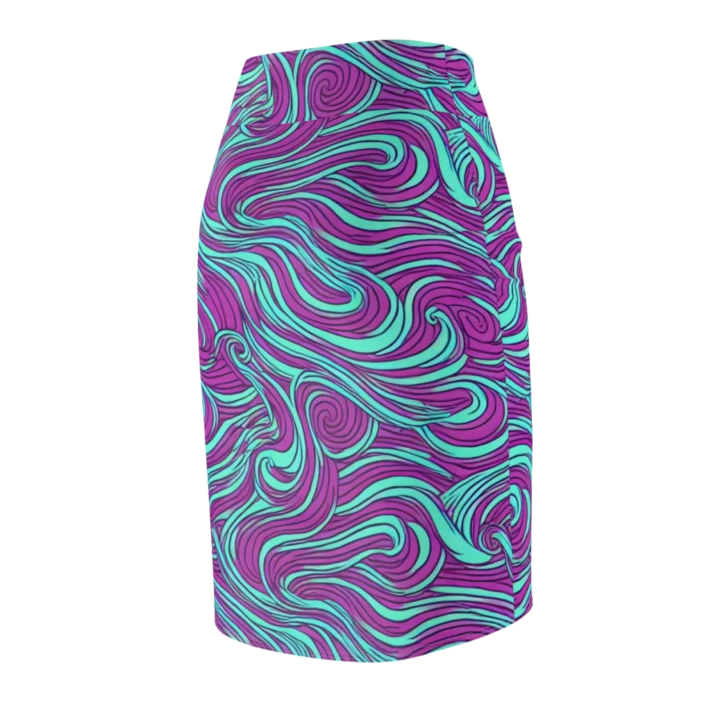 Neon Tidal on Pencil Skirt — Back Side