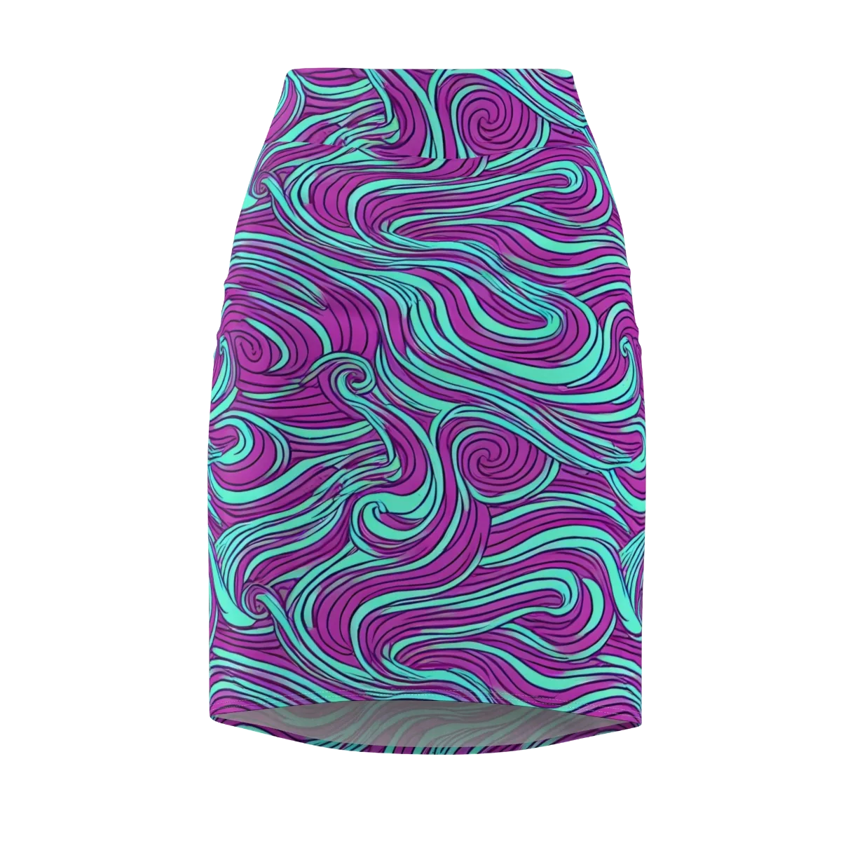 Neon Tidal on Pencil Skirt — Front