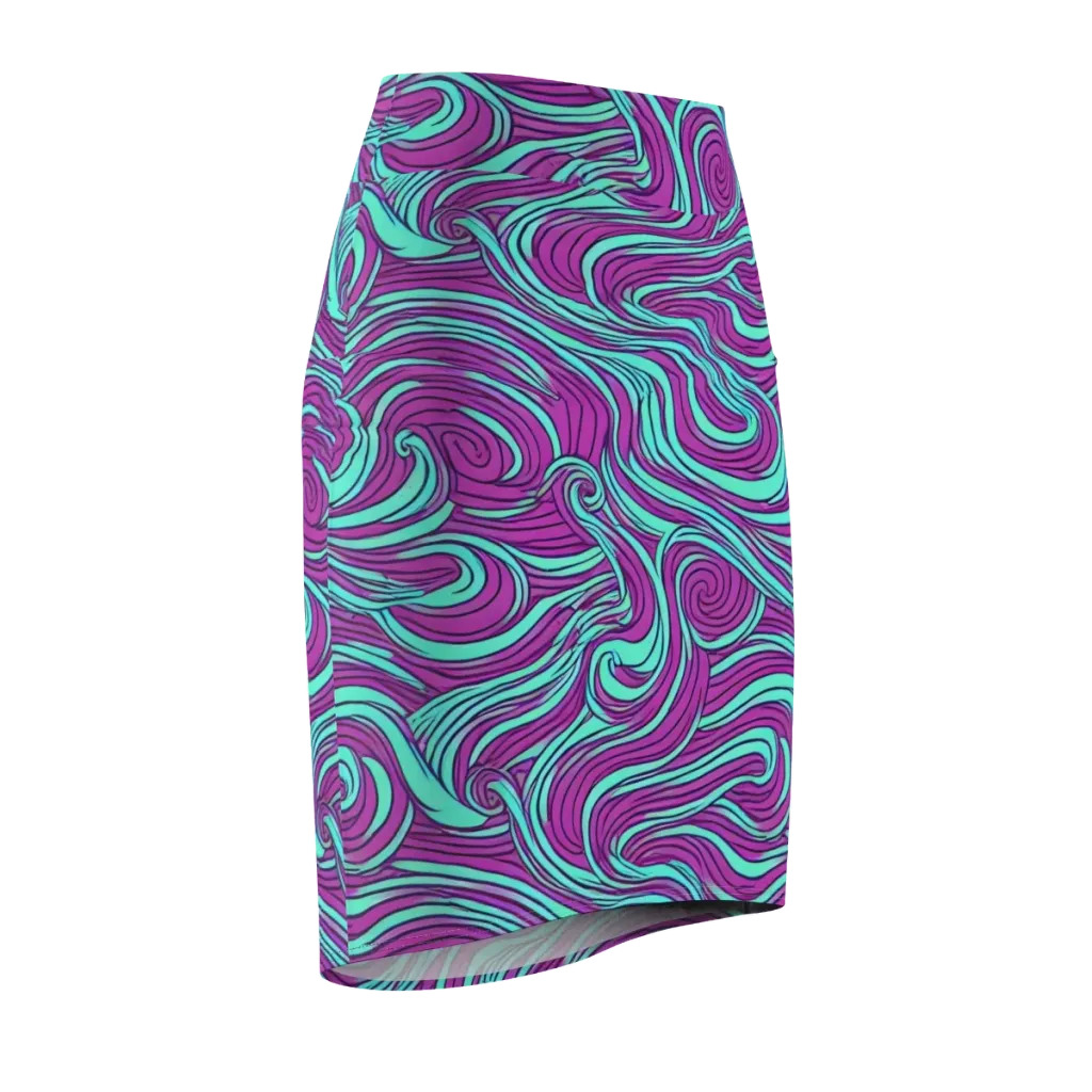 Neon Tidal on Pencil Skirt — Front Side