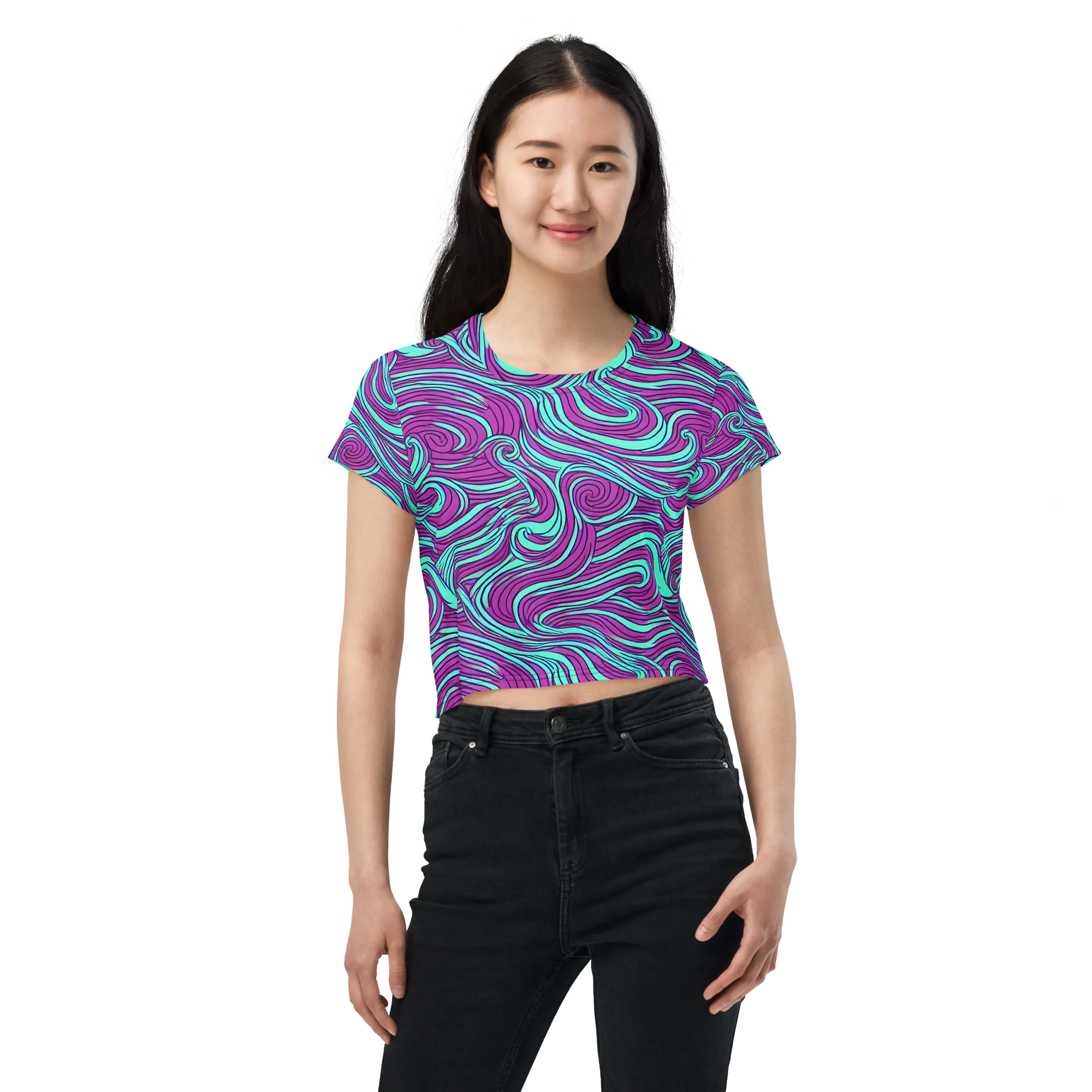 Neon Tidal on Crop Tee — Front