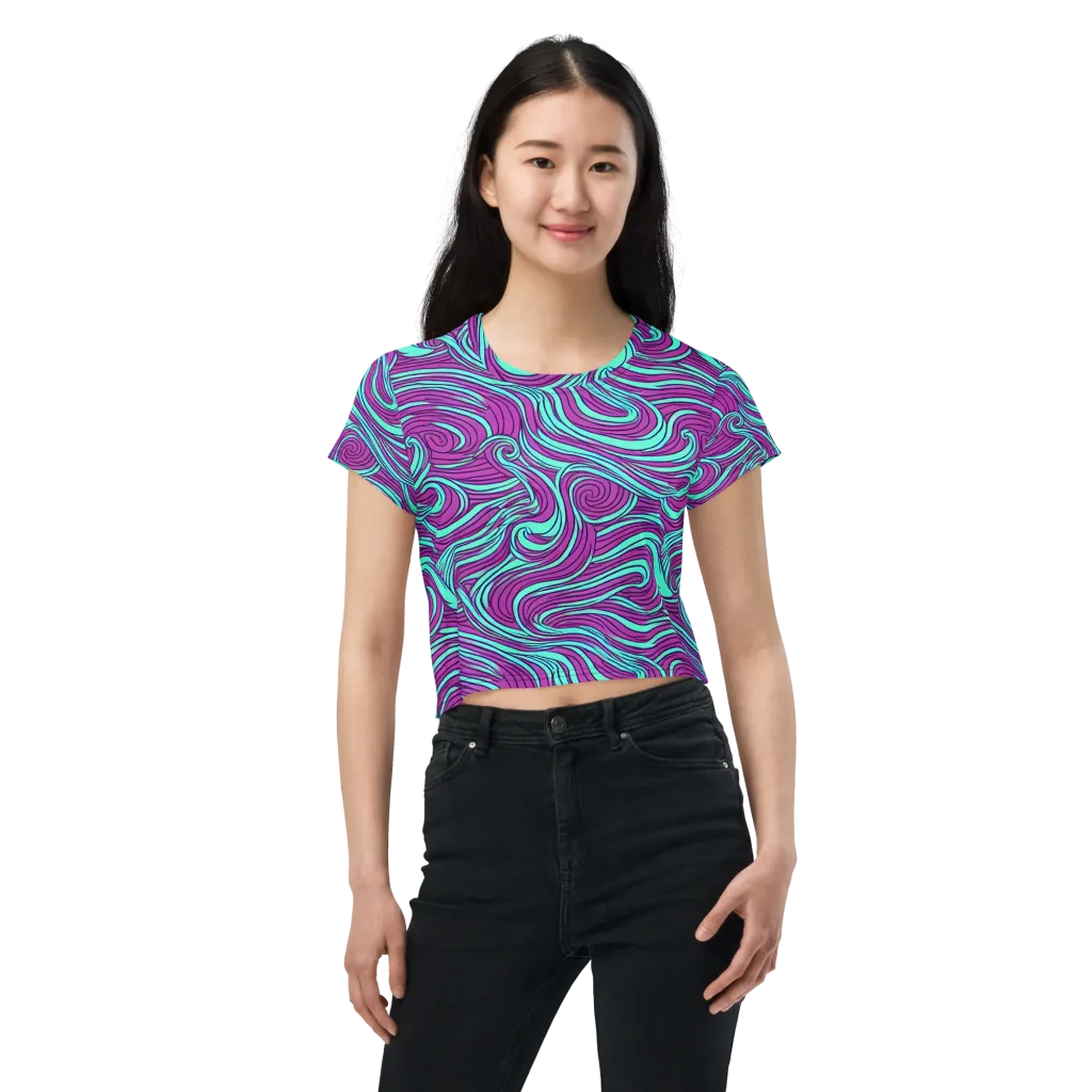 Neon Tidal on Crop Tee — Front