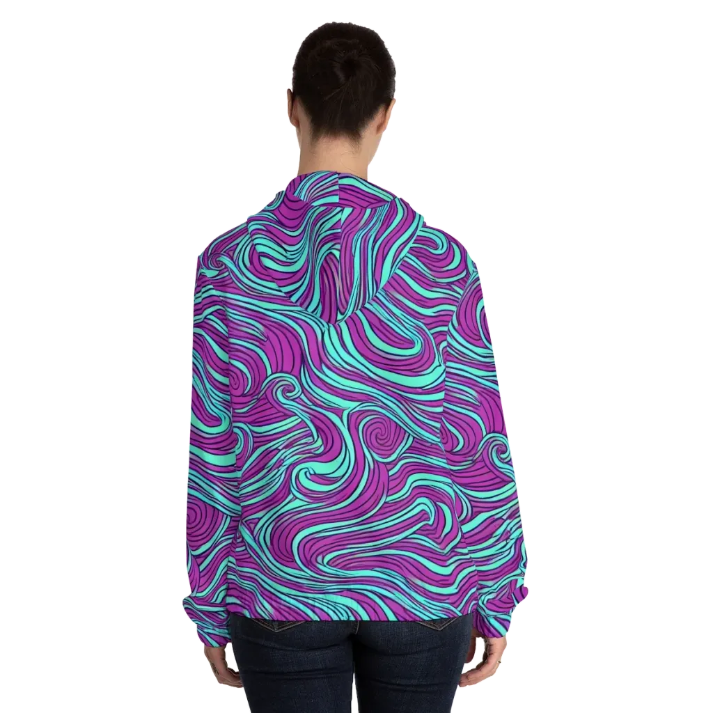 Neon Tidal on Women's Full-Zip Hoodie — Back On Person