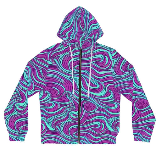 Neon Tidal on a Women's Full-Zip Hoodie