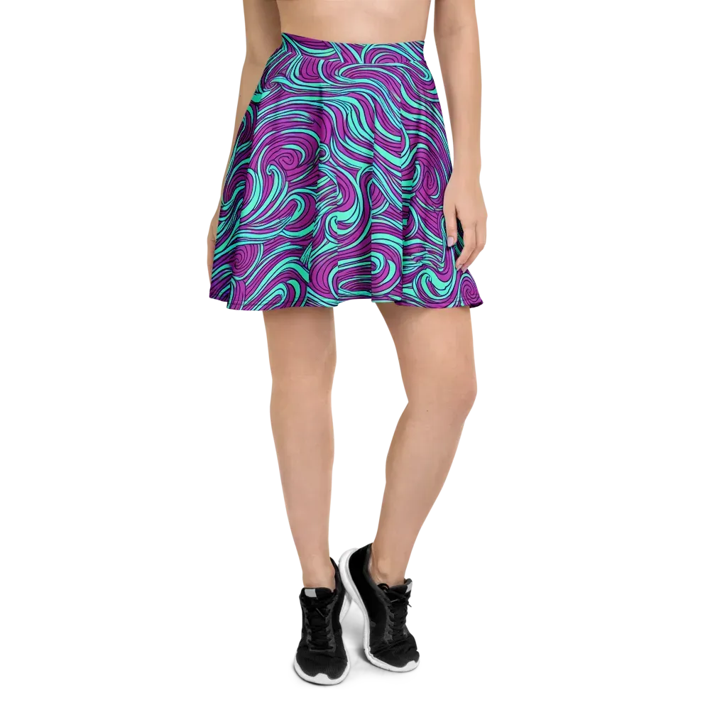 Neon Tidal on Skater Skirt — Front