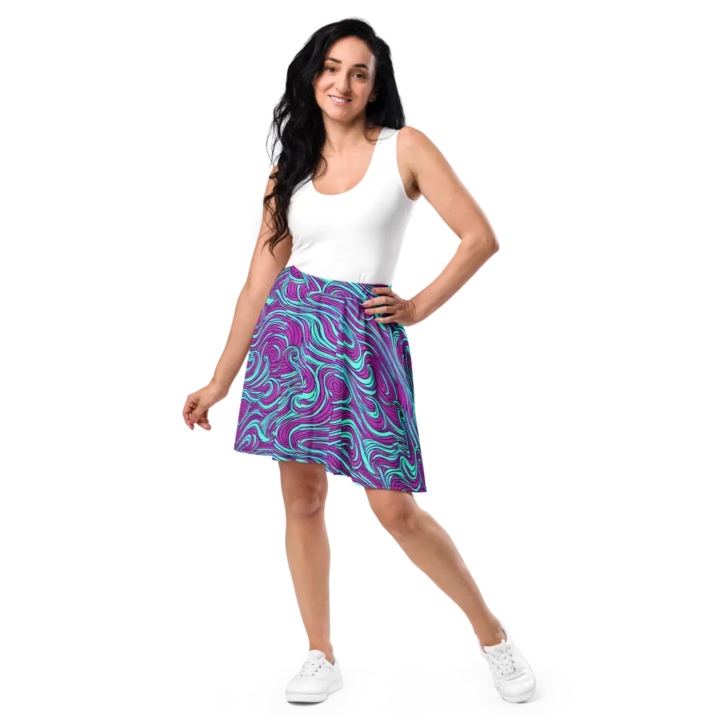Neon Tidal on Skater Skirt — Front