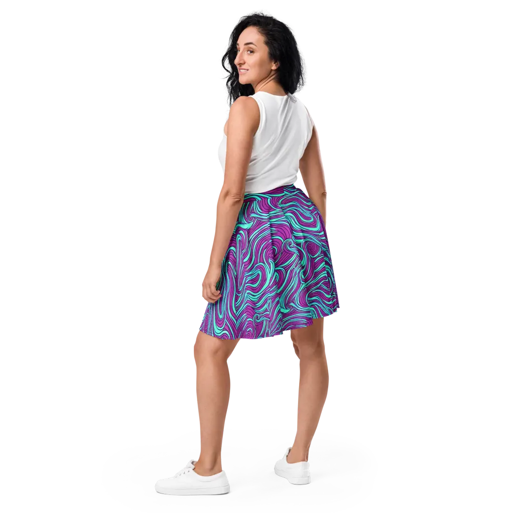 Neon Tidal on Skater Skirt — Back